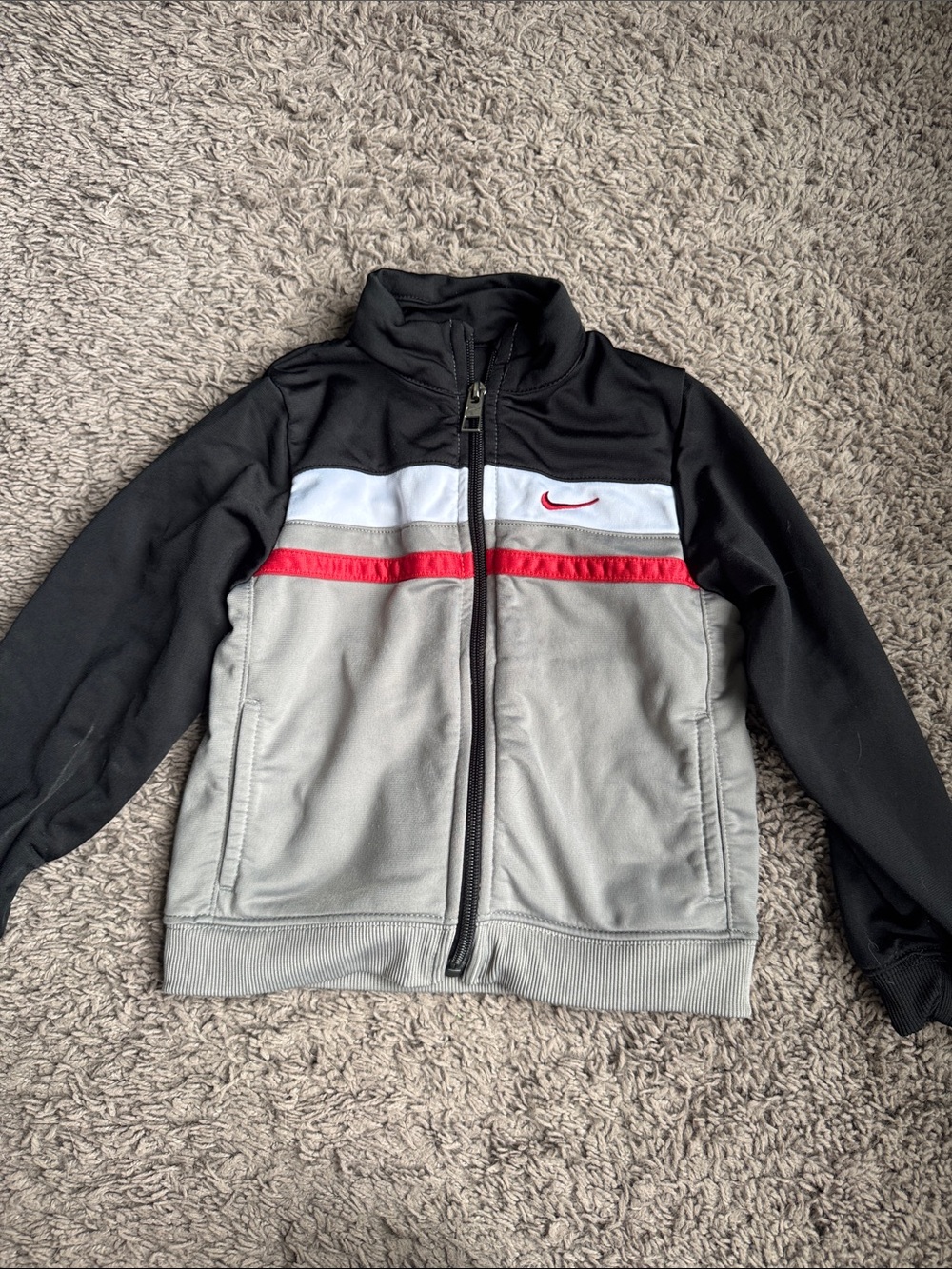 Nike Black, Gray & Red Kids Zip-Front Track Jacket